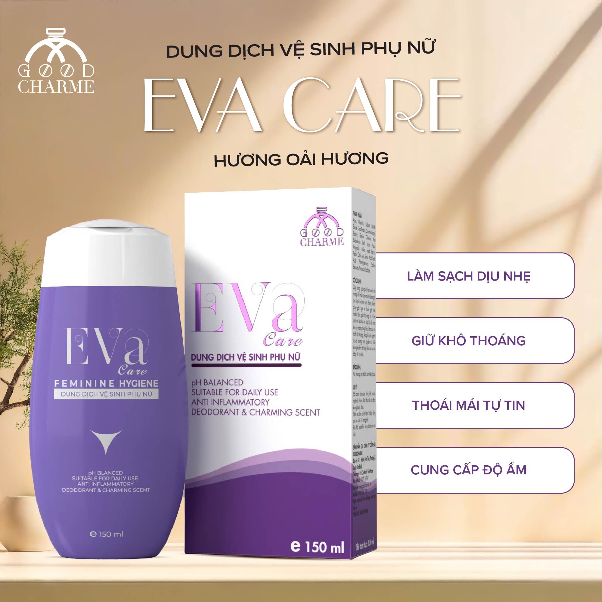 Dung dịch vệ sinh phụ nữ Eva Care Tím