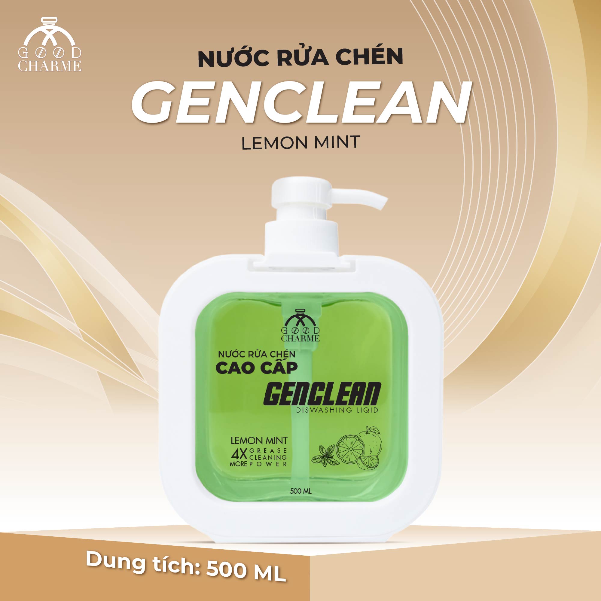 Nước Rửa Chén Cao Cấp GenClean Lemon Mint Good Charme 500ml