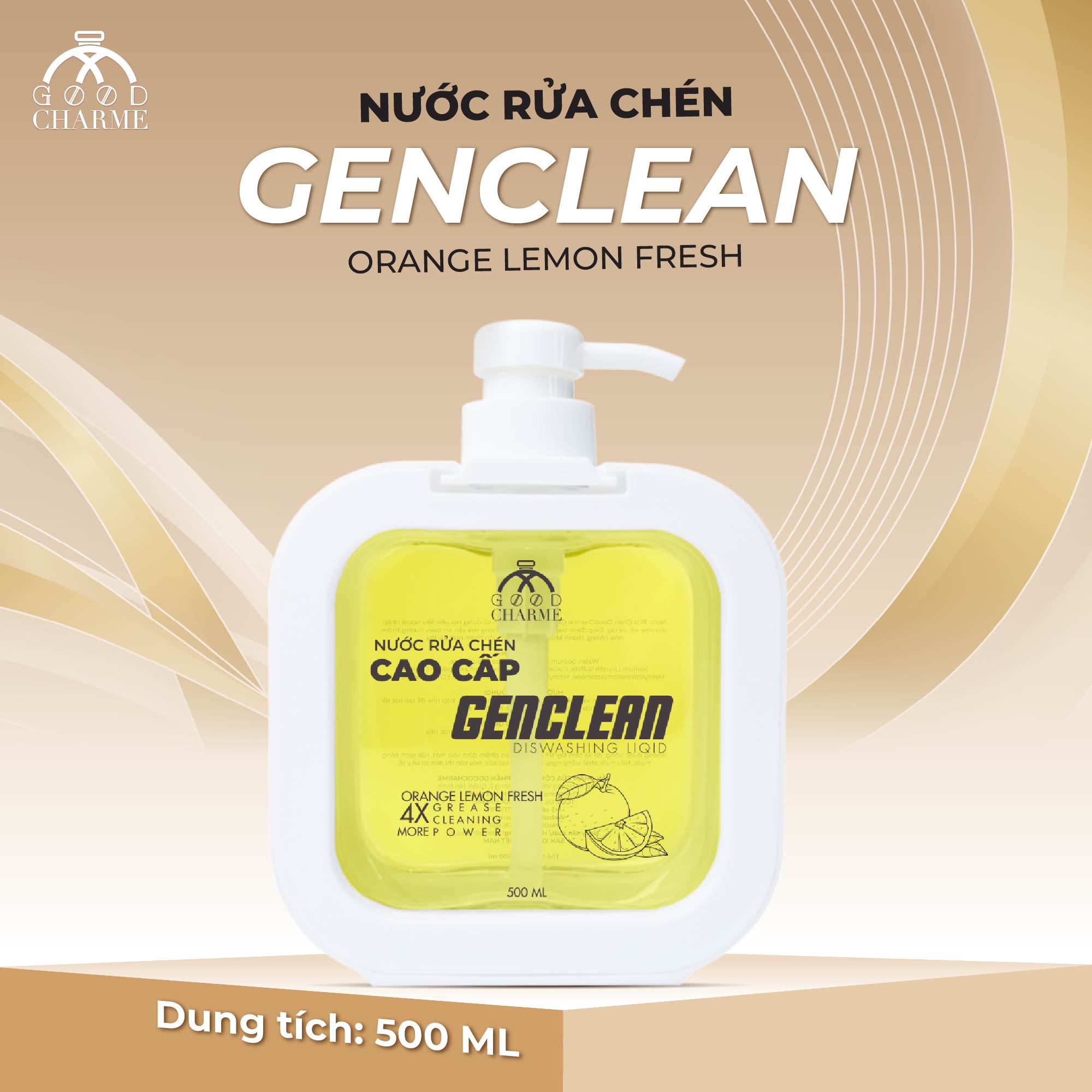 Nước Rửa Chén Cao Cấp GenClean Orange Lemon GoodCharme 500ml